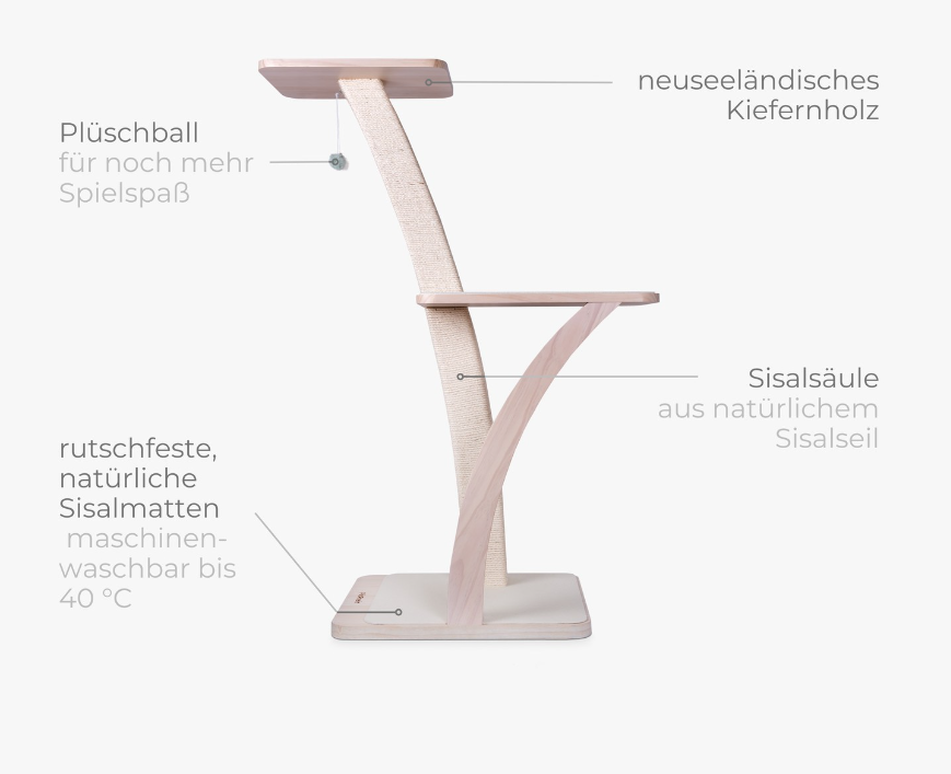 Luxus Katzenbaum Vollholz XL Coconut Series