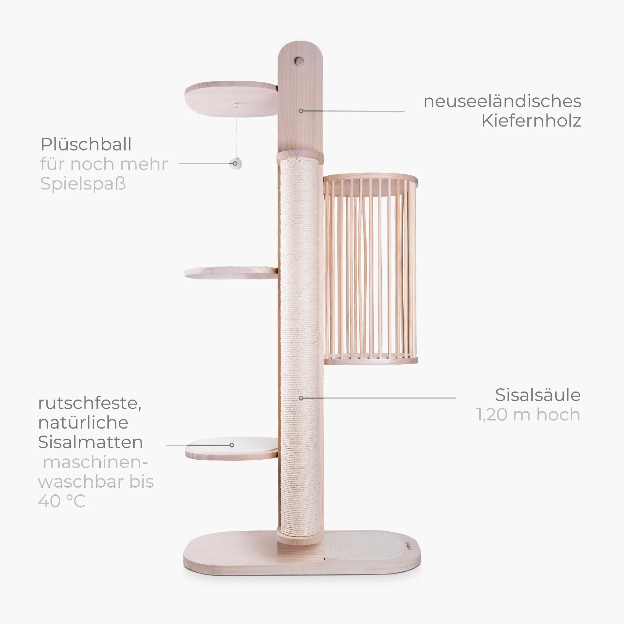 Luxus Katzenbaum Vollholz XXL Skycity Series