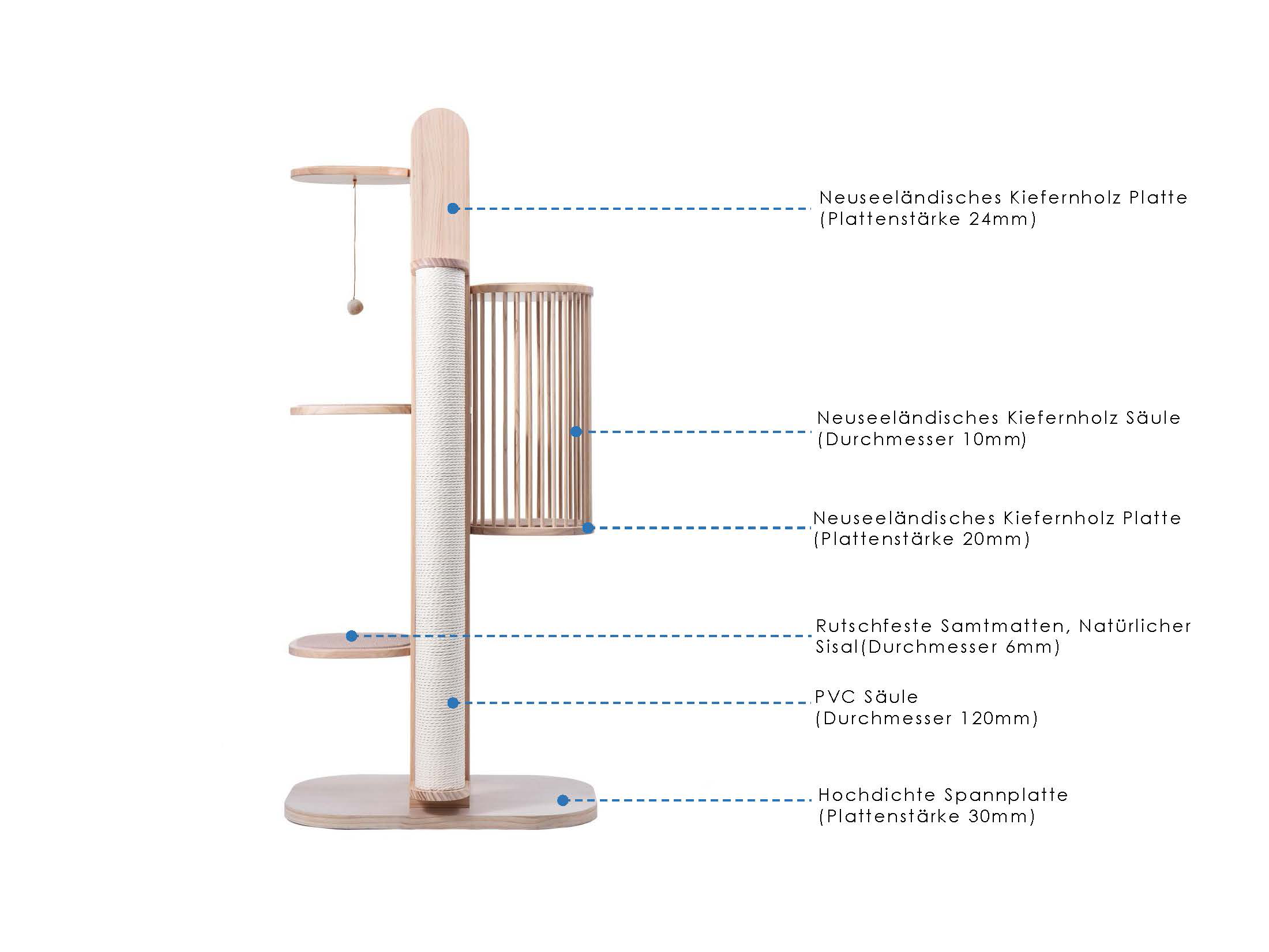 Luxury solid wood cat tree XXL Skycity Series