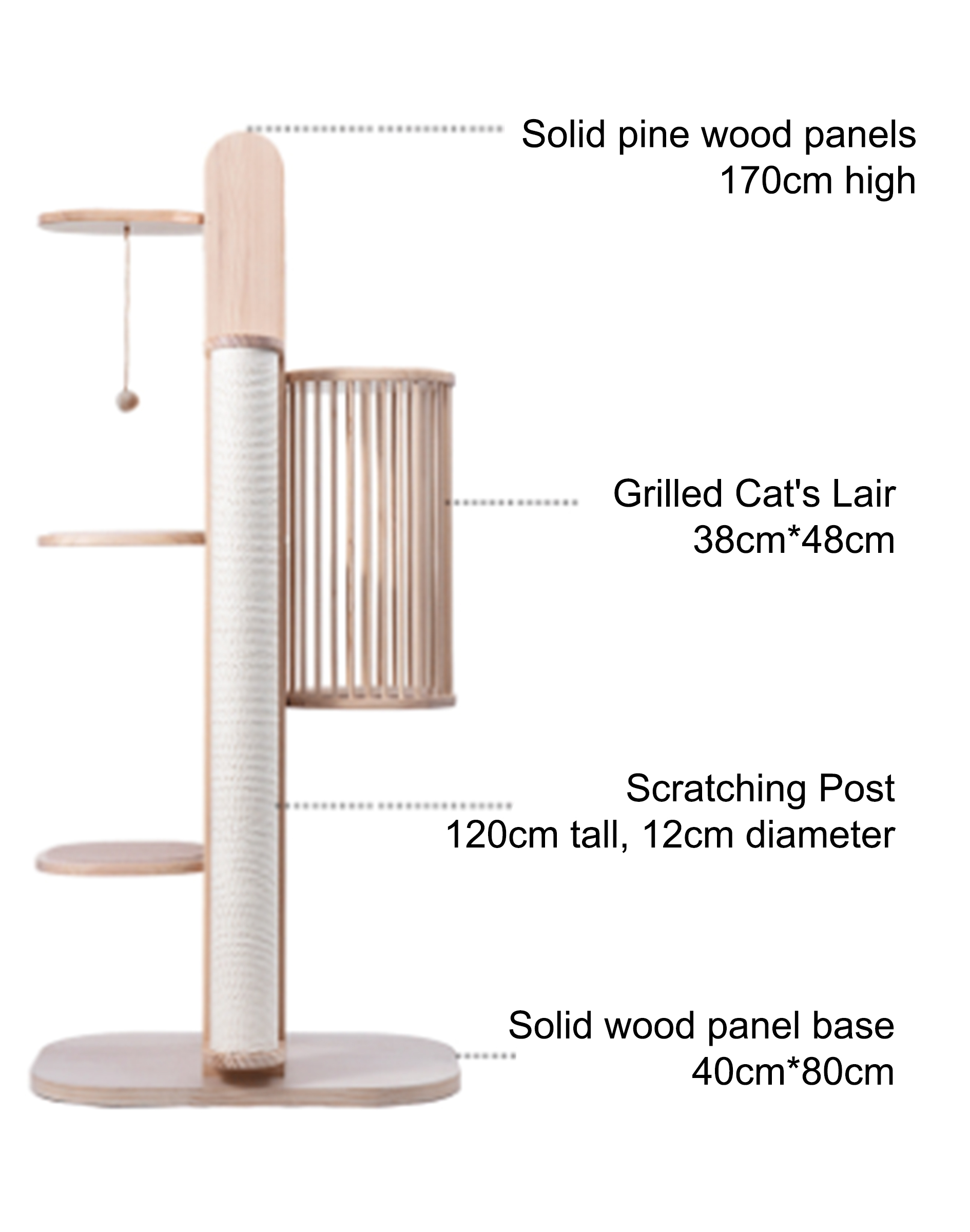 Luxury solid wood cat tree XXL Skycity Series