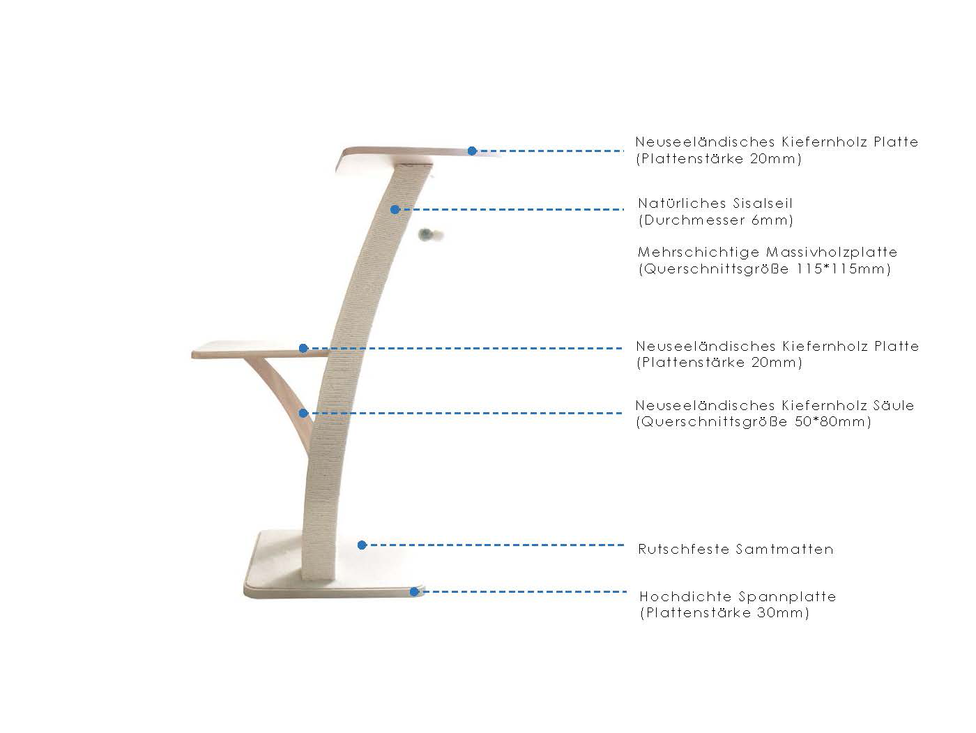 Luxus Katzenbaum Vollholz XL Coconut Series